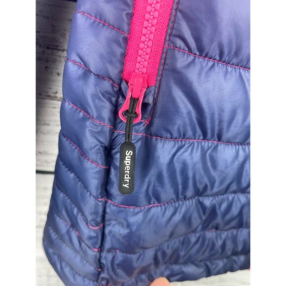 Superdry Power Fade Jacket Pink Purple Ombre Fur Lined Hood Size US 2 Ski Coat - Picture 4 of 15